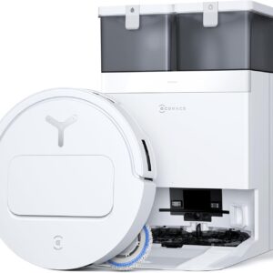 ECOVACS T50 Pro Omni Gen2 Aspirateur Robot, 21000Pa amélioré par T30 Pro Omni, Brosse latérale et serpillière Extensibles, Ajout Automatique Solution de Nettoyage, Lavage à l'eau Chaude 75℃, Blanc