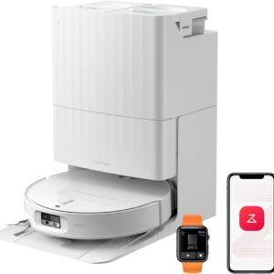 roborock Qrevo Edge 2 Aspirateur Robot Laveur, 25 000 Pa, Lavage des Serpillières à l'eau Chaude à 80°C, Évite 280+ Obstacles, Système Anti-enchevêtrement, 7,98cm Mince,Technologie FlexiArm, Blanc