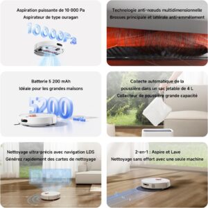 Xiaomi Robot Vacuum H40 : robot aspirateur LDS 10 000 Pa avec station de vidage