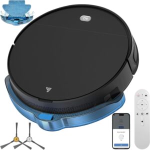 2026 Robot Aspirateur Laveur 3 Modes de Nettoyage, 2 en 1 Aspirateur Robot Jusqu'à 5500Pa, WiFi/Alexa/App, 7.8CM, Auto-Charge, Nettoyage Intelligent pour Poils d’Animaux et Poussière,Noir
