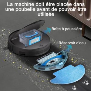 Yigars Y300 robot aspirateur laveur sans station de vidage pour poils d’animaux,