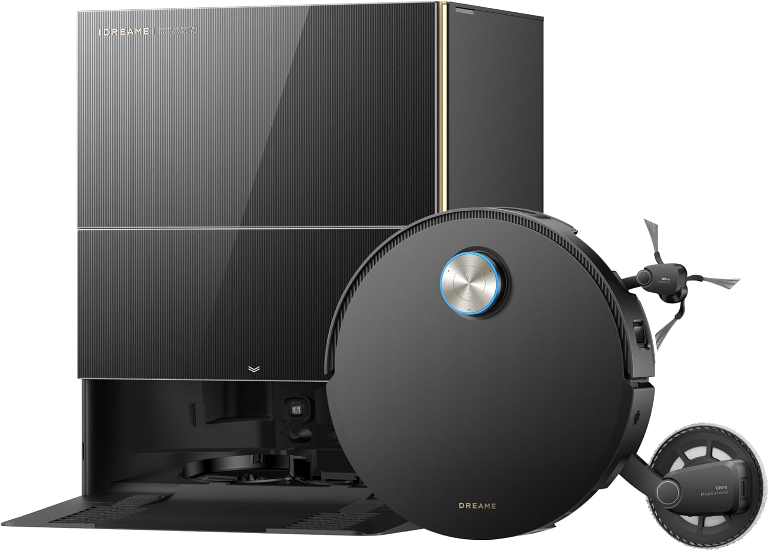 dreame X60 Pro Ultra Complete, Robot Aspirateur et Laveur, 42 000 Pa, UltraExtend à 2 Bras, 2 caméras IA, franchis. Obstacles 10 cm, vidage Auto., Nettoyage Auto. serpillière 100 °C et démêlage 100%