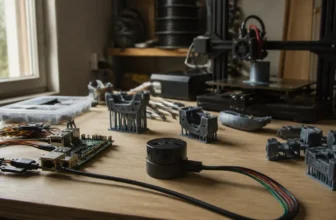 Atelier de bricolage avec carte électronique, capteur LiDAR et pièces imprimées en 3D pour un aspirateur robot open source