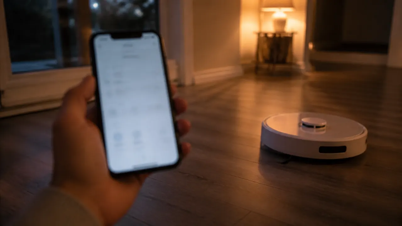 mode-ne-pas-deranger-smartphone-robot Réglage du mode Ne pas déranger sur smartphone près d'un robot aspirateur