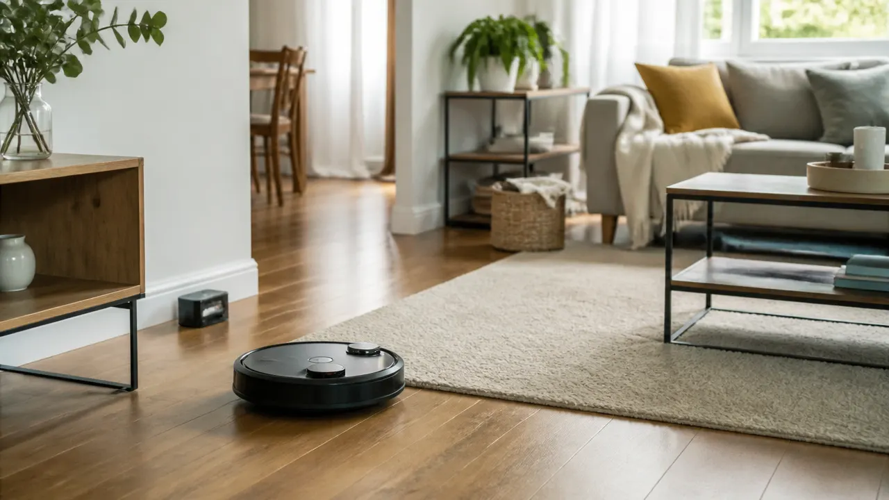 robot-laveur-sans-grosse-station-appartement Robot aspirateur laveur avec petite base de recharge dans un appartement sans grosse station
