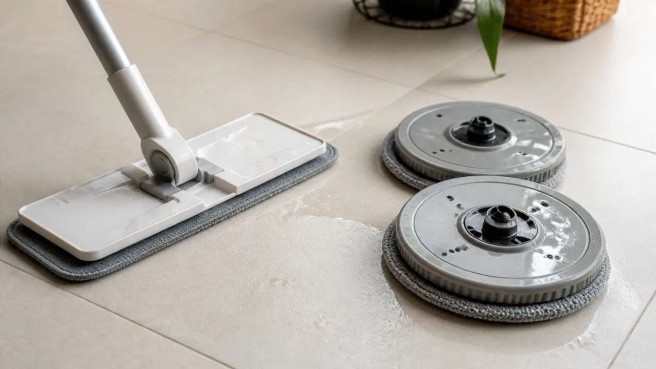 Systemes de lavage robot Comparaison entre une lingette plate et des patins rotatifs de robot laveur