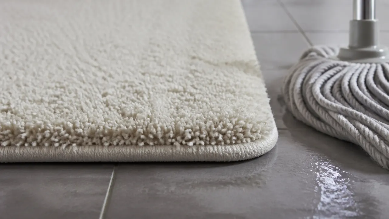 Limite entre un tapis épais et une serpillière de robot laveur